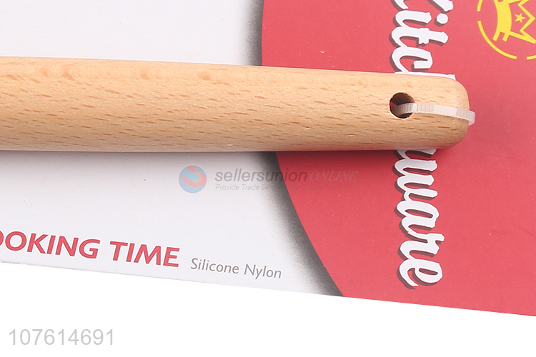 Hot selling wooden handle silicone soup ladle kitchen tools