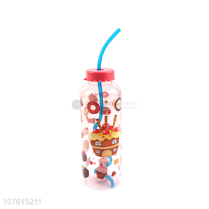 Excellent quality fashion plastic water bottle creative straw drinking bottle