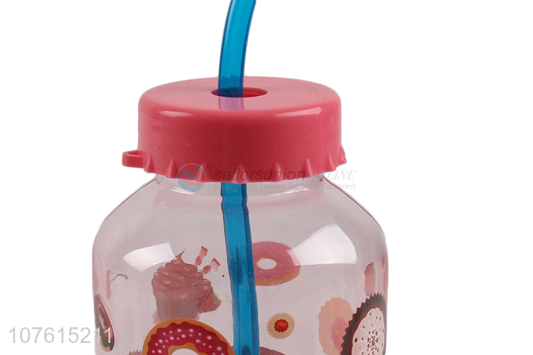 Excellent quality fashion plastic water bottle creative straw drinking bottle