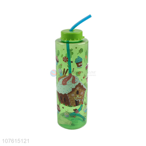 Hot sale food grade bpa free plastic water bottle drinking bottle with straw