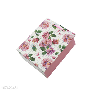 Custom Beautiful Flower Pattern Color Printing Paper Gift Bag