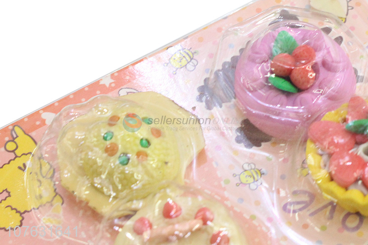 Wholesale Mini Cake Shape Colorful Eraser Fashion Stationery