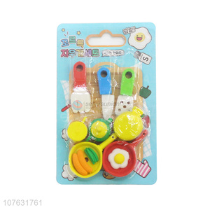 Fashion Colorful 3D Mini Cooking Utensils Shape Eraser Set