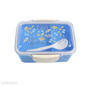 Hot selling reusable 2 tier plastic lunch box with spoon