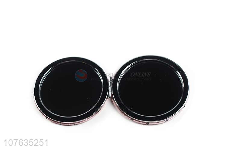 Metal round cosmetic make up compact hand pocket mirror 