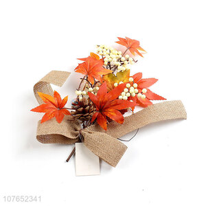 Maple leaf vintage ribbon decoration autumn hanging branch wreath decoration