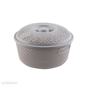 Good quality round plastic wicker storage basket for kitchen food