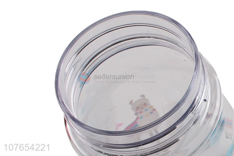 Low price lovely portable plastic water bottle with straw