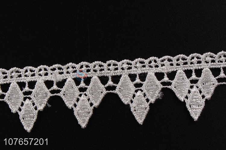 White floral applique lace trims ribbon embroidered