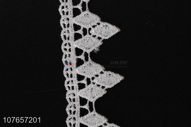 White floral applique lace trims ribbon embroidered