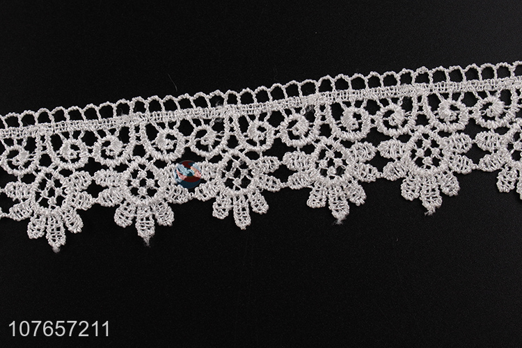 Hot sale delicate white lace trim with floral pattern