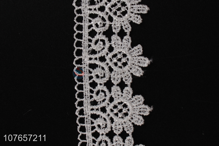 Hot sale delicate white lace trim with floral pattern