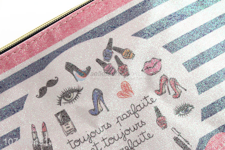 Wholesale fluorescent stripe special makeup bag popular cosmetic bag