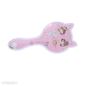 Fashion Printing Cute Cat Shape Plastic Hair Brush For Girls