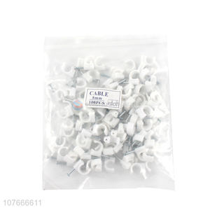 Good quality durable white cable clips with steel nalis