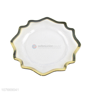 Popular product transparent plastic plates with gold rim