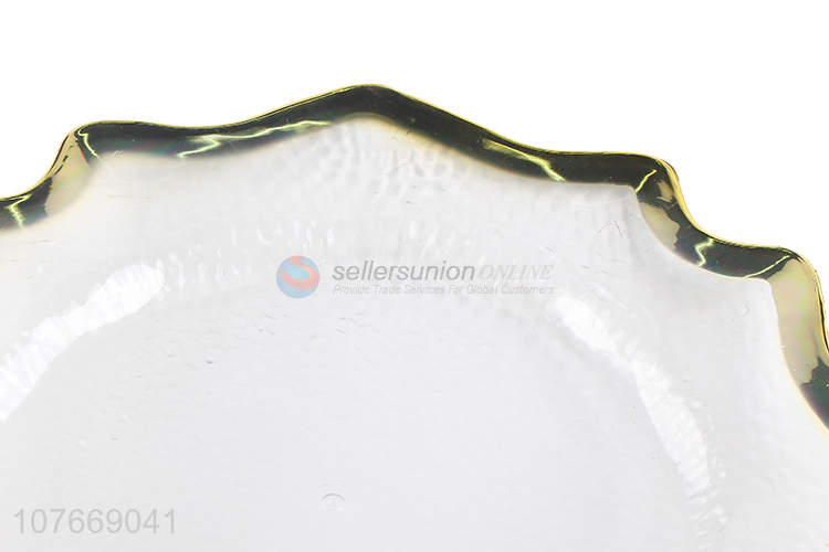 Popular product transparent plastic plates with gold rim