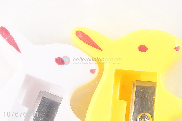 Recent design kids stationery rabbit shape plastic pencil sharpener