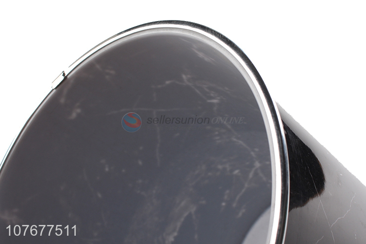 Wholesale round non-slip imitation black marble pattern household trash can