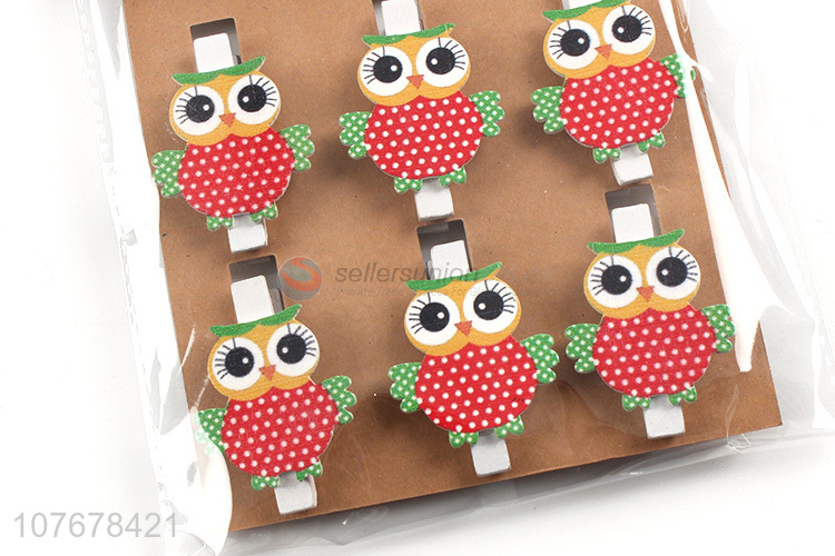 Wholesale home furnishings shop decoration cartoon owl wooden clip