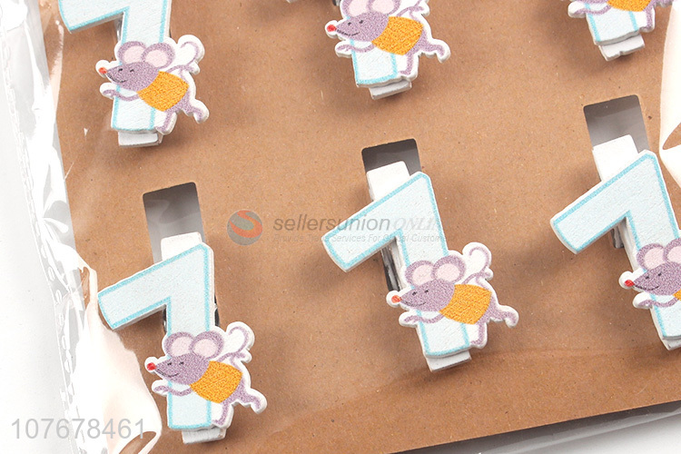 New design home decoration shop decoration cartoon digital mouse wooden clip