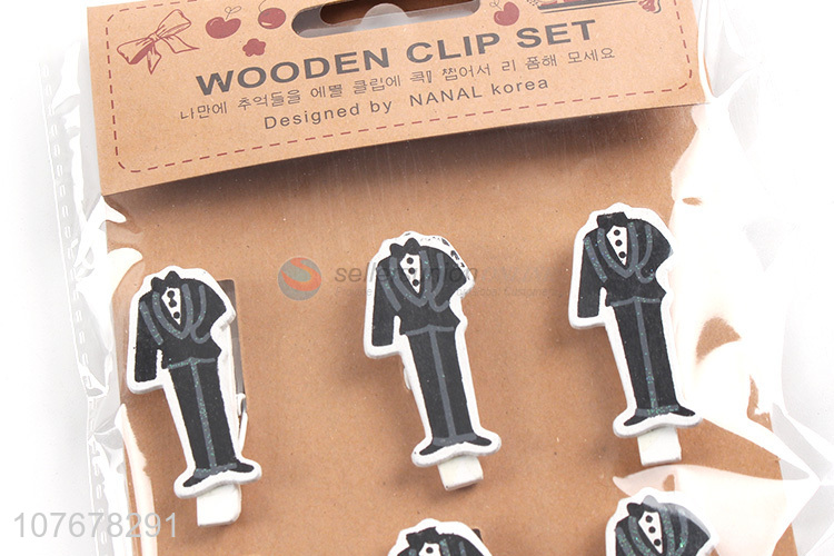 Cartoon wooden clip creative photo clip cartoon gentleman suit wooden clip