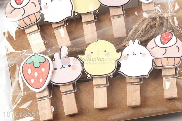 Creative design home decoration cartoon handmade small wooden clip