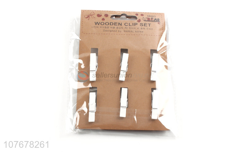 Hot selling cartoon wooden clip creative card holder white skirt wooden clip