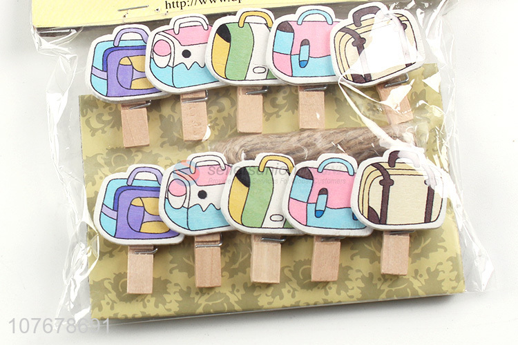 Newly launched cartoon patch clip green color wood clip set