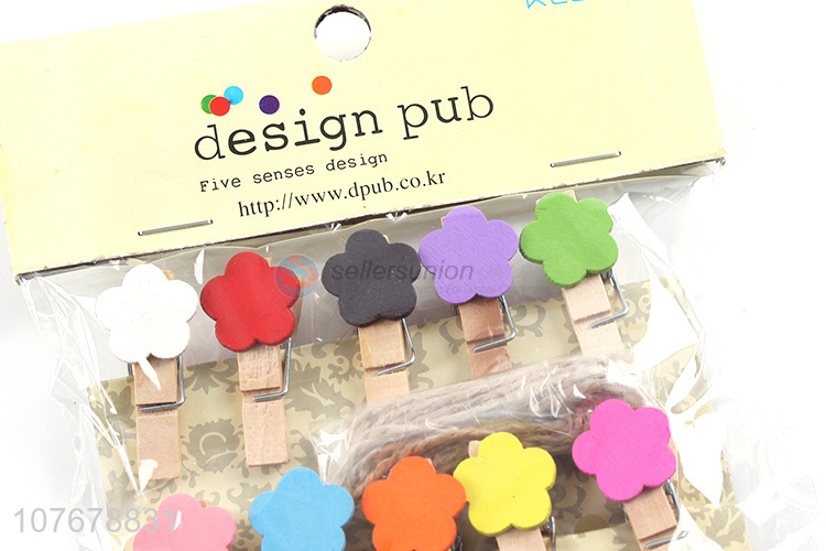 Direct selling new mini wooden cartoon flower clip set