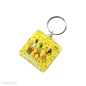 Hot sale Jamaica souvenir key chain acrylic keyring