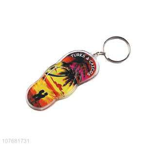 Wholesale beach slipper key chain plastic keychain key ring