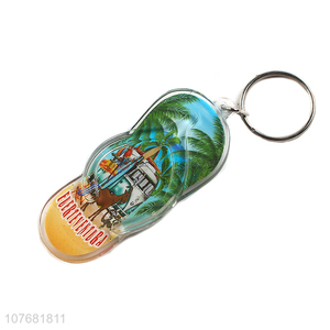 Good price beach slipper key chain plastic keychain key ring