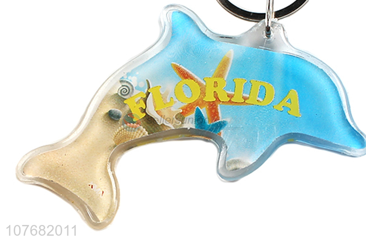 Hot selling dolphin key chain acrylic keychain key ring