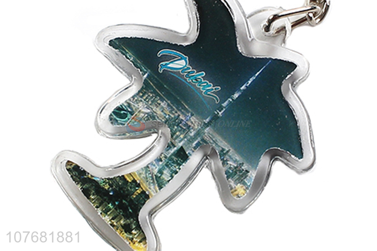 Competitive price coconut tree key chain acrylic keyring key ring