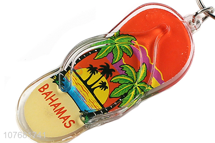 Factory direct sale flip flops key chain plastic keyring for souvenir