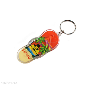 Factory direct sale flip flops key chain plastic keyring for souvenir