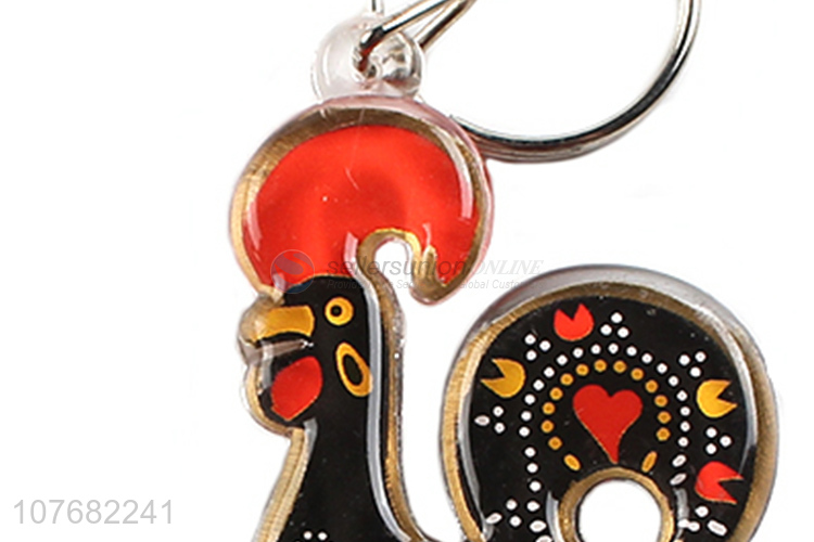 Hot selling cock key chain acrylic keyring for souvenir