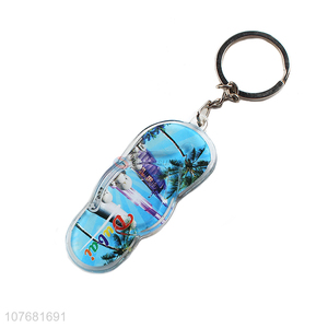 Hot sale beach slipper key chain acrylic keychain key ring