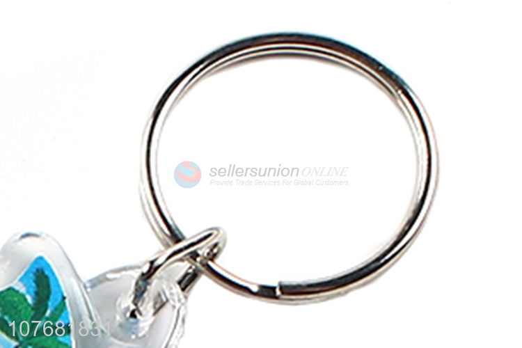 Latest design coconut palm key chain acrylic keychain key ring