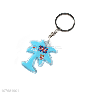 Creative design coconut tree key chain acrylic keyring for souvenir