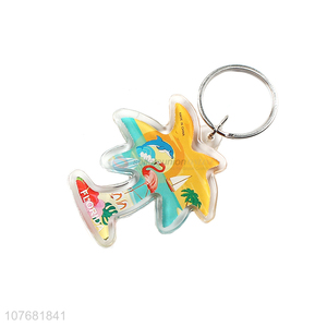 Most popular coconut tree key chain acrylic keyring key ring