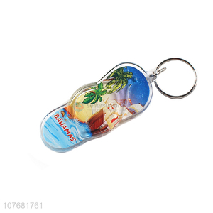 Hot products flip flops key chain acrylic keyring for souvenir