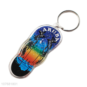 Promotional flip flops key chain acrylic keyring for souvenir