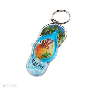 High quality beach slipper key chain plastic keychain key ring