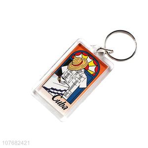 Wholesale cheap Cuba souvenir key chain acrylic keyring