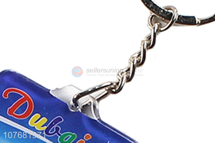 Factory direct sale square Dubai souvenir key chain acrylic keychain