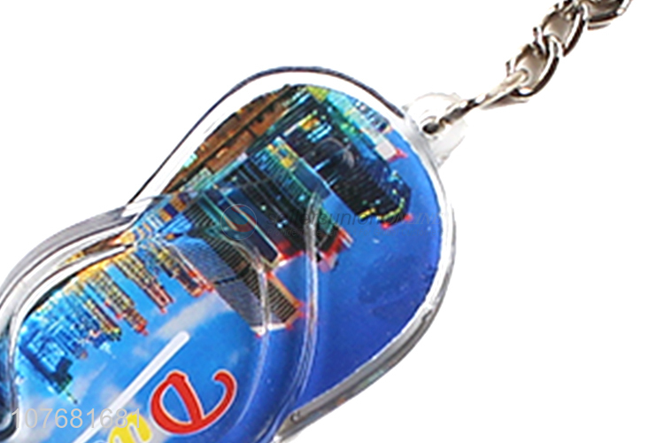 Good quality flip flops key chain acrylic keyring for souvenir