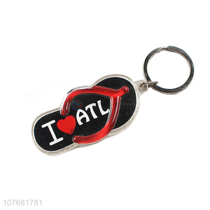 Hot selling flip flops key chain acrylic keyring for souvenir