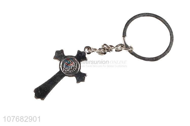 Latest design cross key chain metal keyring for souvenir